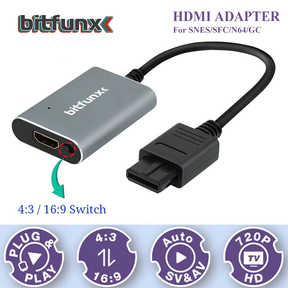 Gaming Console All In One - Адаптер Bitfunx 720P Svideo/AV-HDMI, HD-конвертер видео